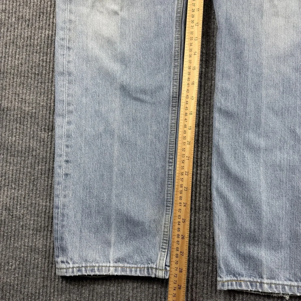 Levis 505 Jeans Mens 34x29 Light Wash Blue‎ Straight Leg Denim Distressed Casual
